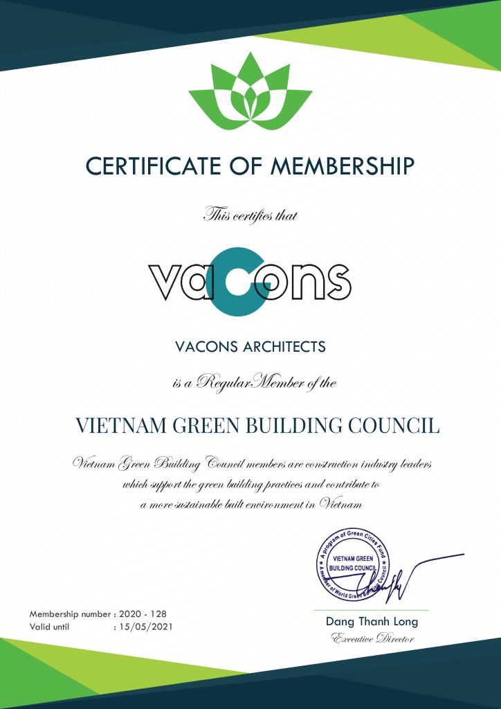Vacons: a leading sustainable design and build office in Vietnam, certified for resource-saving and environmentally-conscious projects.