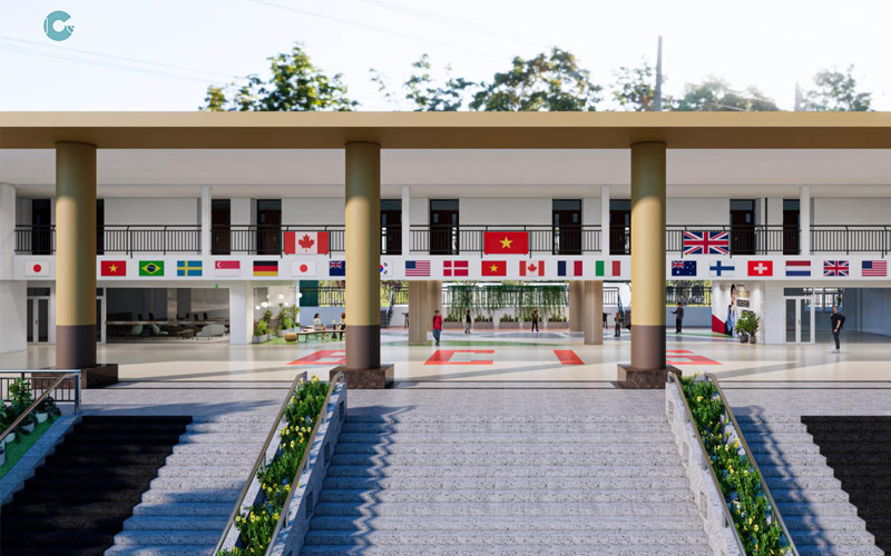 thiết kế mẫu nhà hiệu bộ trường tiểu học