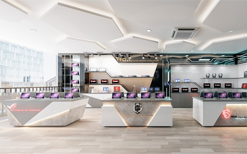 thiết kế showroom máy tính