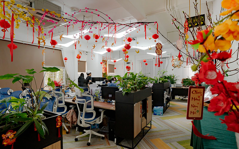 trang trí tết văn phòng công ty