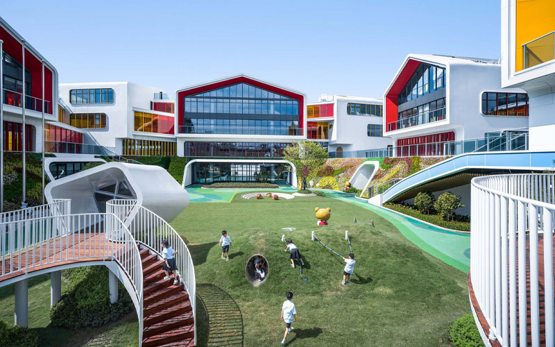 thiết kế sân vườn trường mầm non