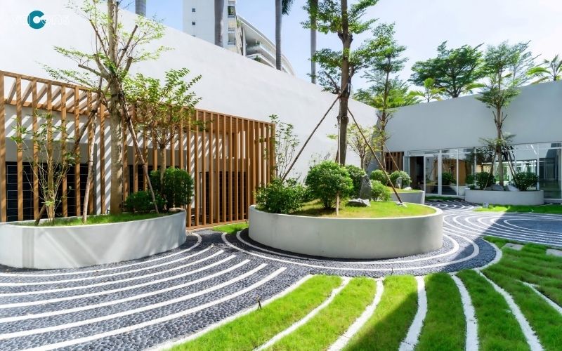 khuôn viên trường mầm non đẹp
