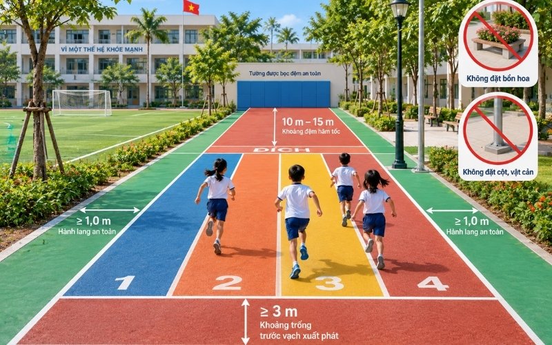 thiết kế đường chạy trường tiểu học